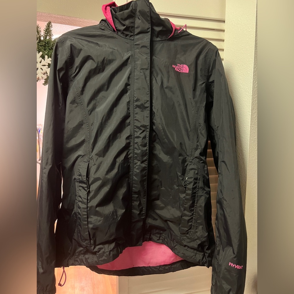 Northface black/pink Lightweight rain jacket size large